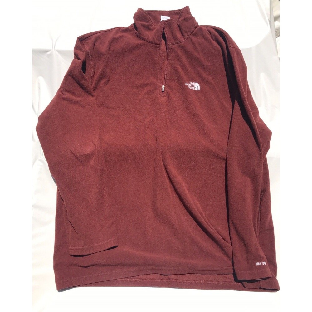 The North Face Mens TKA 100 Glacier Quarter Zip Fleece Pullover Maroon XLarge